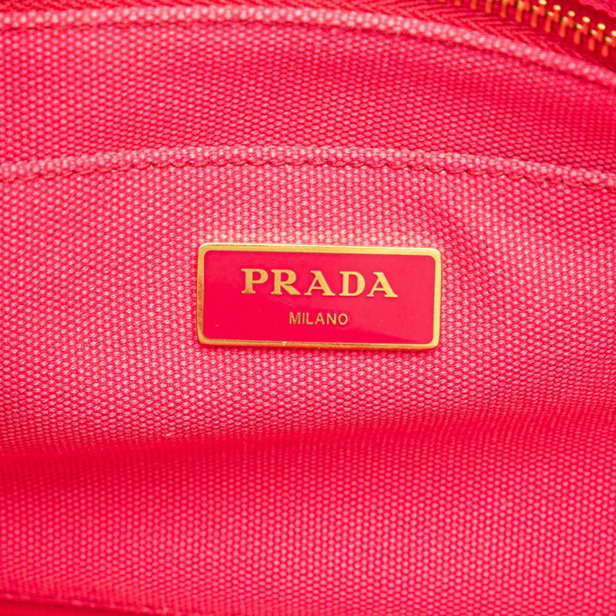 Prada Canapa Triangle Handbag Shoulder Bag Pink Canvas Women's PRADA