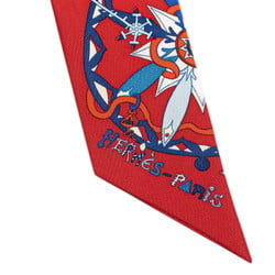 Hermes Twilly LA FOLLE PARADE La Folle Parade Scarf Muffler Red Multicolor Silk Women's HERMES