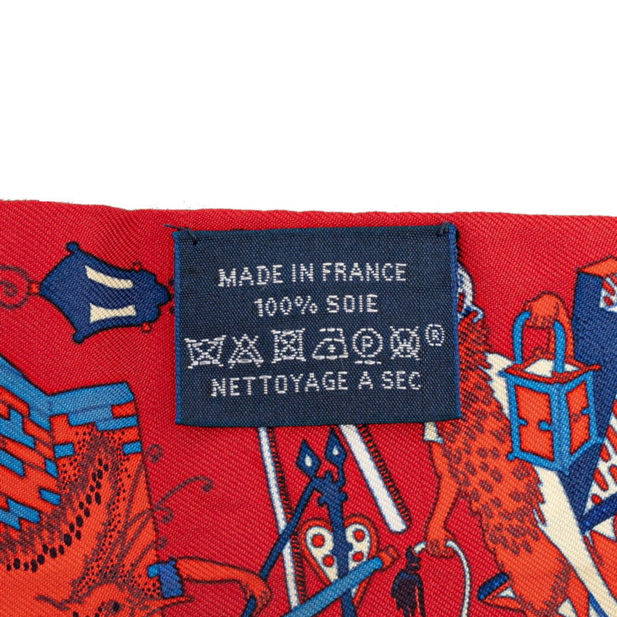 Hermes Twilly LA FOLLE PARADE La Folle Parade Scarf Muffler Red Multicolor Silk Women's HERMES