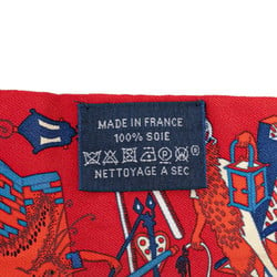 Hermes Twilly LA FOLLE PARADE La Folle Parade Scarf Muffler Red Multicolor Silk Women's HERMES