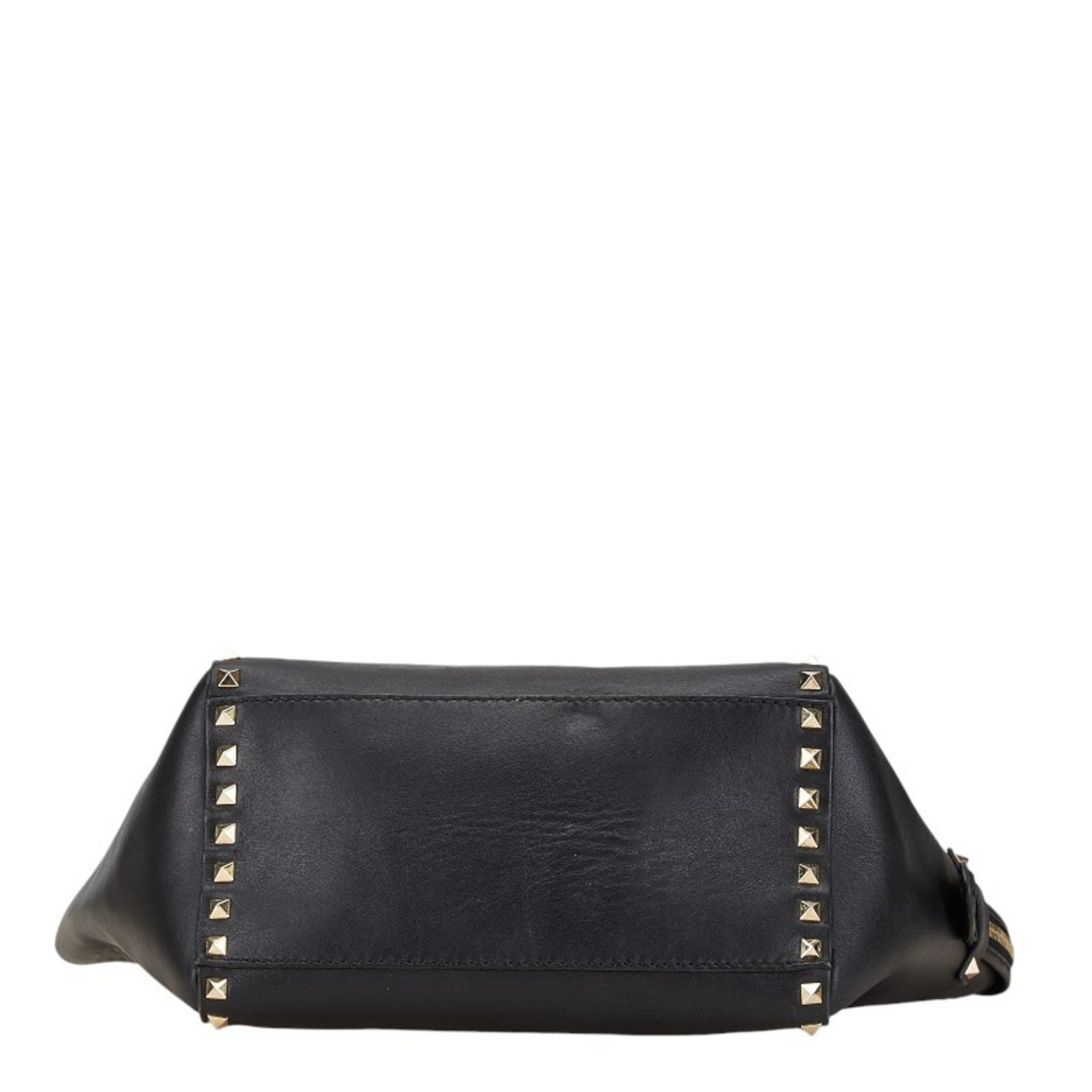 Valentino Rockstud Handbag Shoulder Bag Black Leather Women's