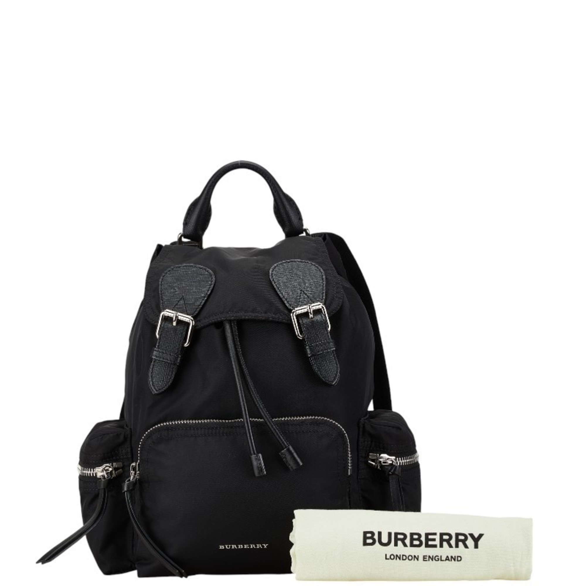 Burberry Backpack Black Nylon Leather Women's BURBERRY