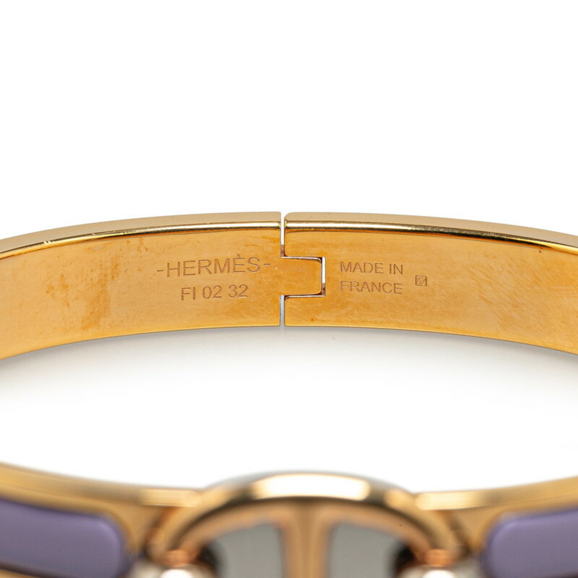 Hermes Click Chaine d'Ancre PM Bangle Gold Purple Plated Women's HERMES