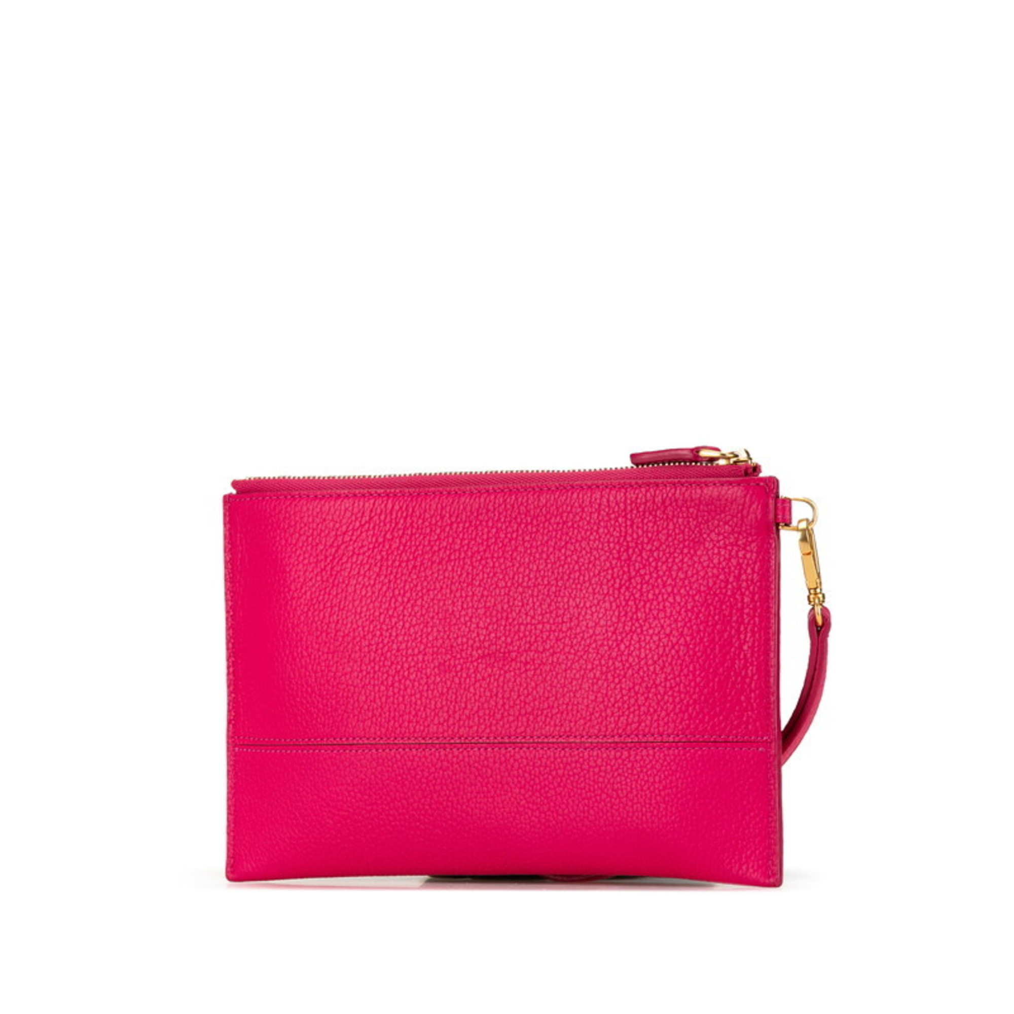 MCM Pouch Clutch Bag Pink Leather Women's