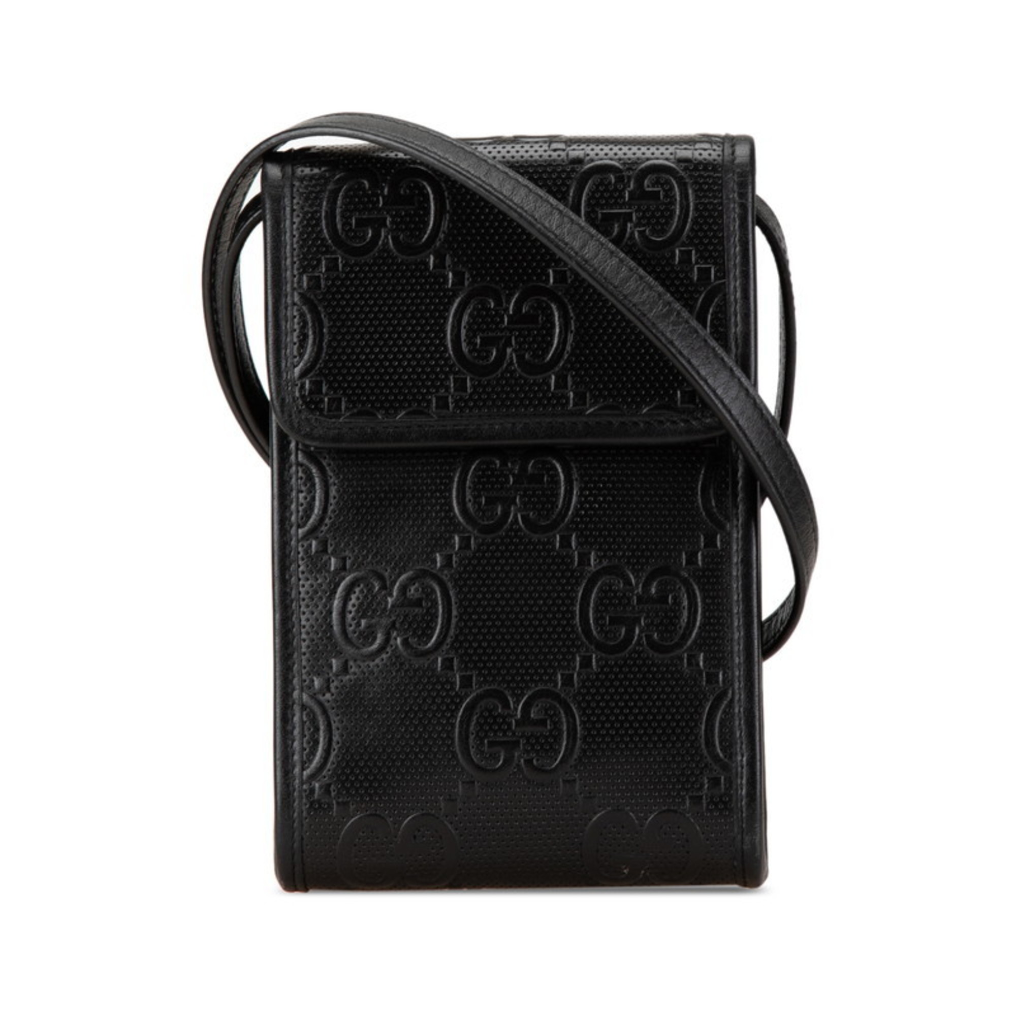 Gucci GG embossed shoulder bag crossbody 625571 black leather women's GUCCI