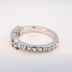 Christian Dior Ring Rhinestone Metal Silver Size 12 Women's