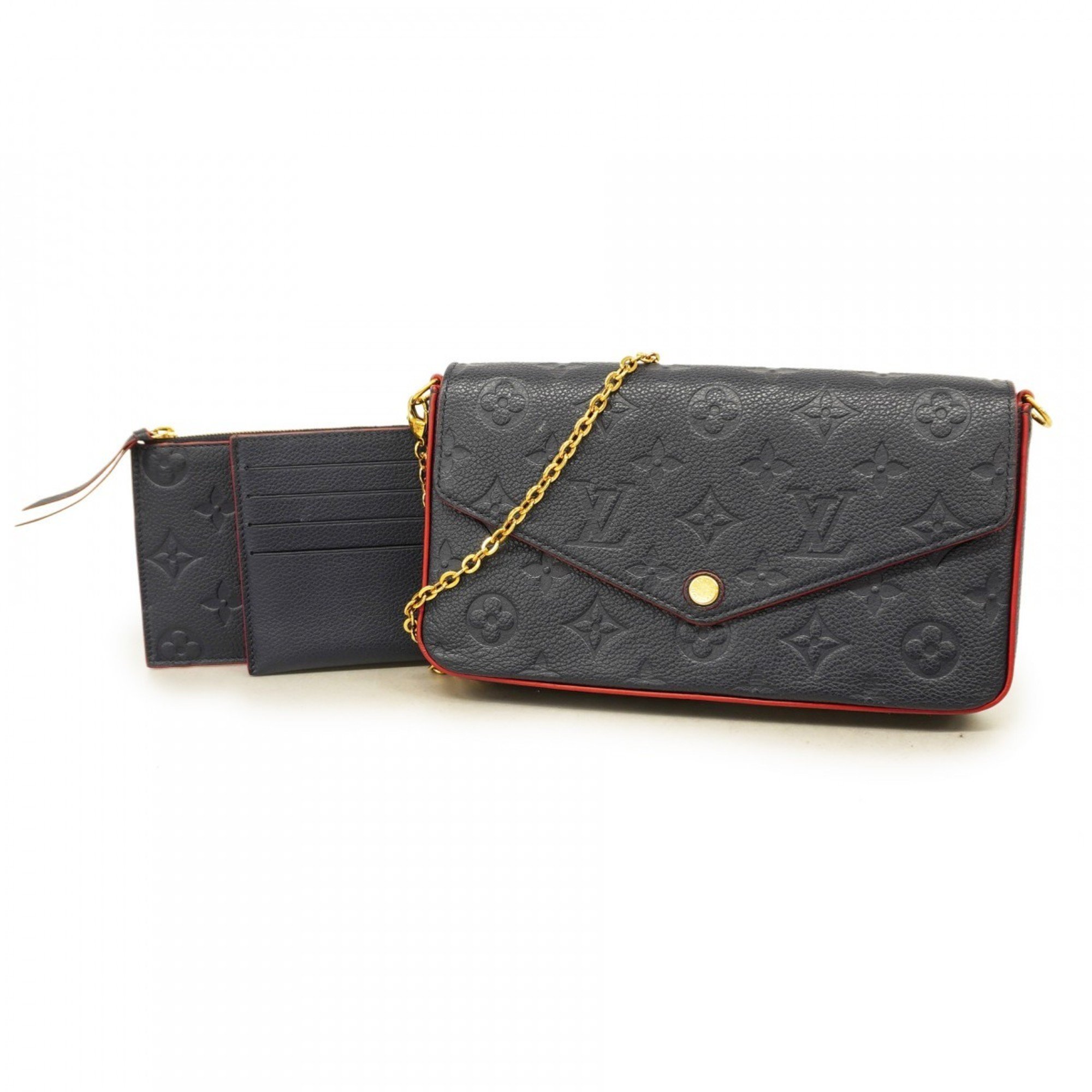 Louis Vuitton Shoulder Wallet Monogram Empreinte Pochette Felicie M64099 Marine Rouge Ladies