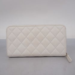 Chanel Long Wallet Matelasse Caviar Skin White Women's