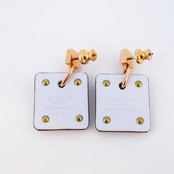 Hermes Earrings Asdukur GP Plated Leather White Rose Gold U Stamp Ladies