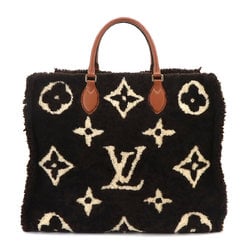 Louis Vuitton LOUIS VUITTON Monogram Teddy On The Go GM 2way Tote Shoulder Bag Shearling Brown Beige M55420 RFID