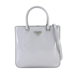 PRADA 2way Hand Shoulder Bag Leather Grey 1BA330 Silver Hardware