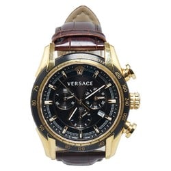 Versace V-RAY Watch VEDB00318 Quartz Black Dial Stainless Steel Leather Men's VERSACE