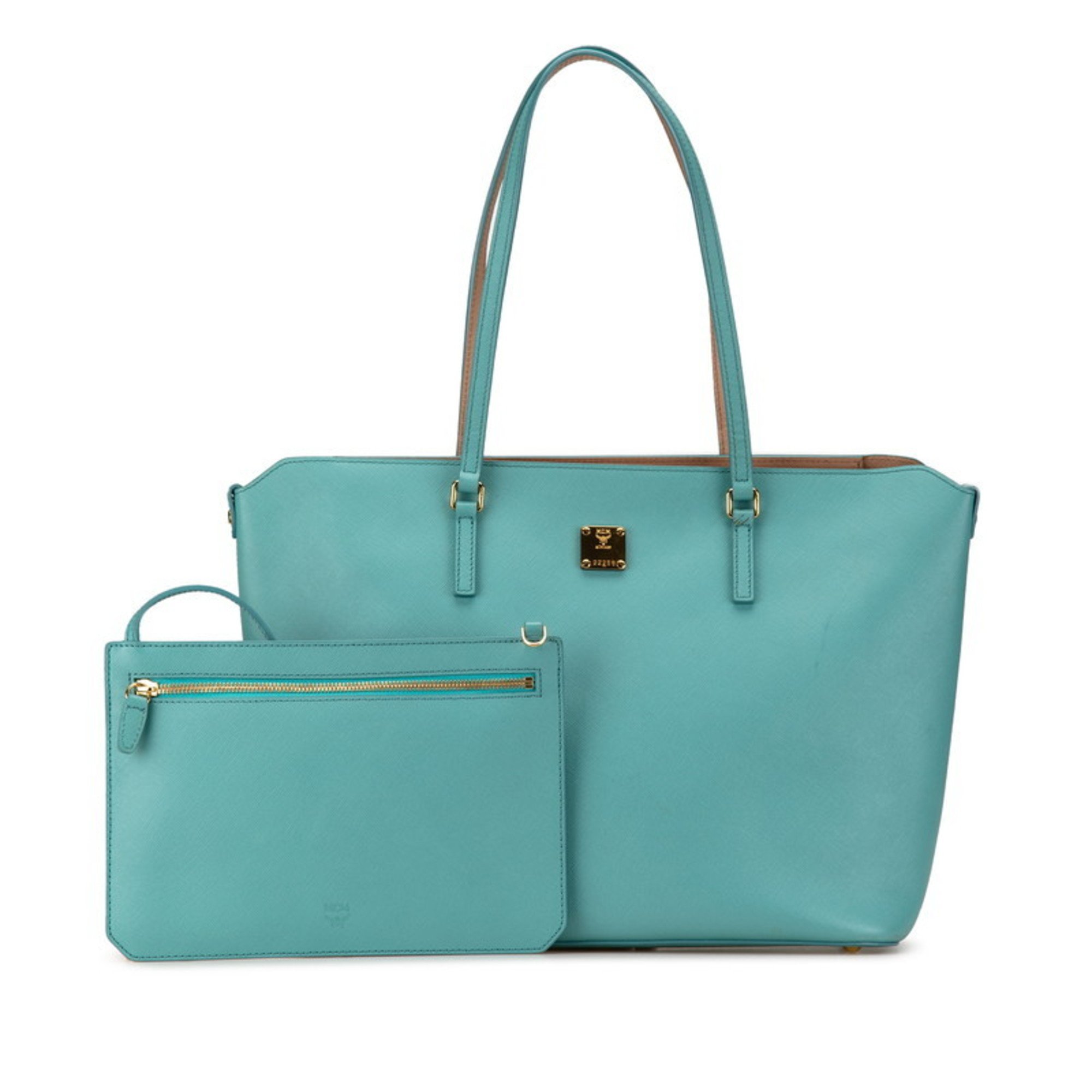 MCM Tote Bag Green Leather Women's