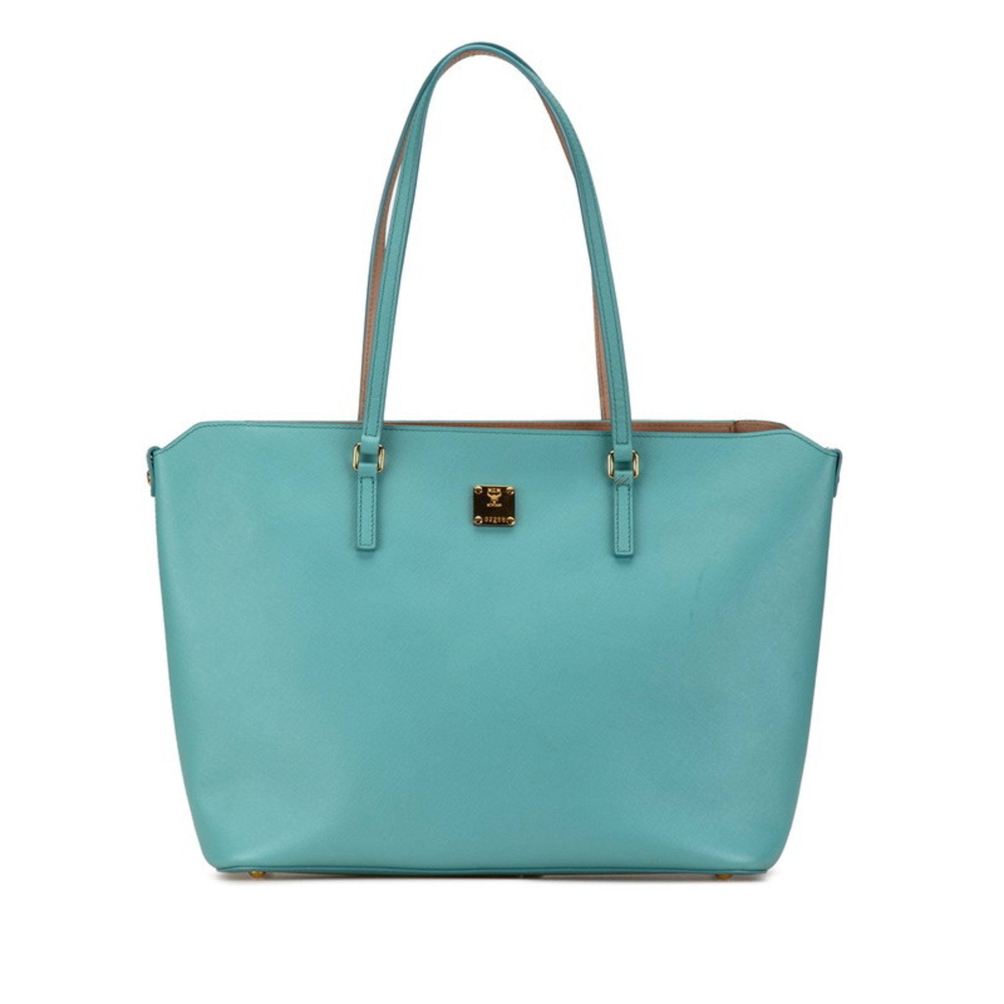 MCM Tote Bag Green Leather Women's