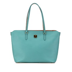 MCM Tote Bag Green Leather Women's