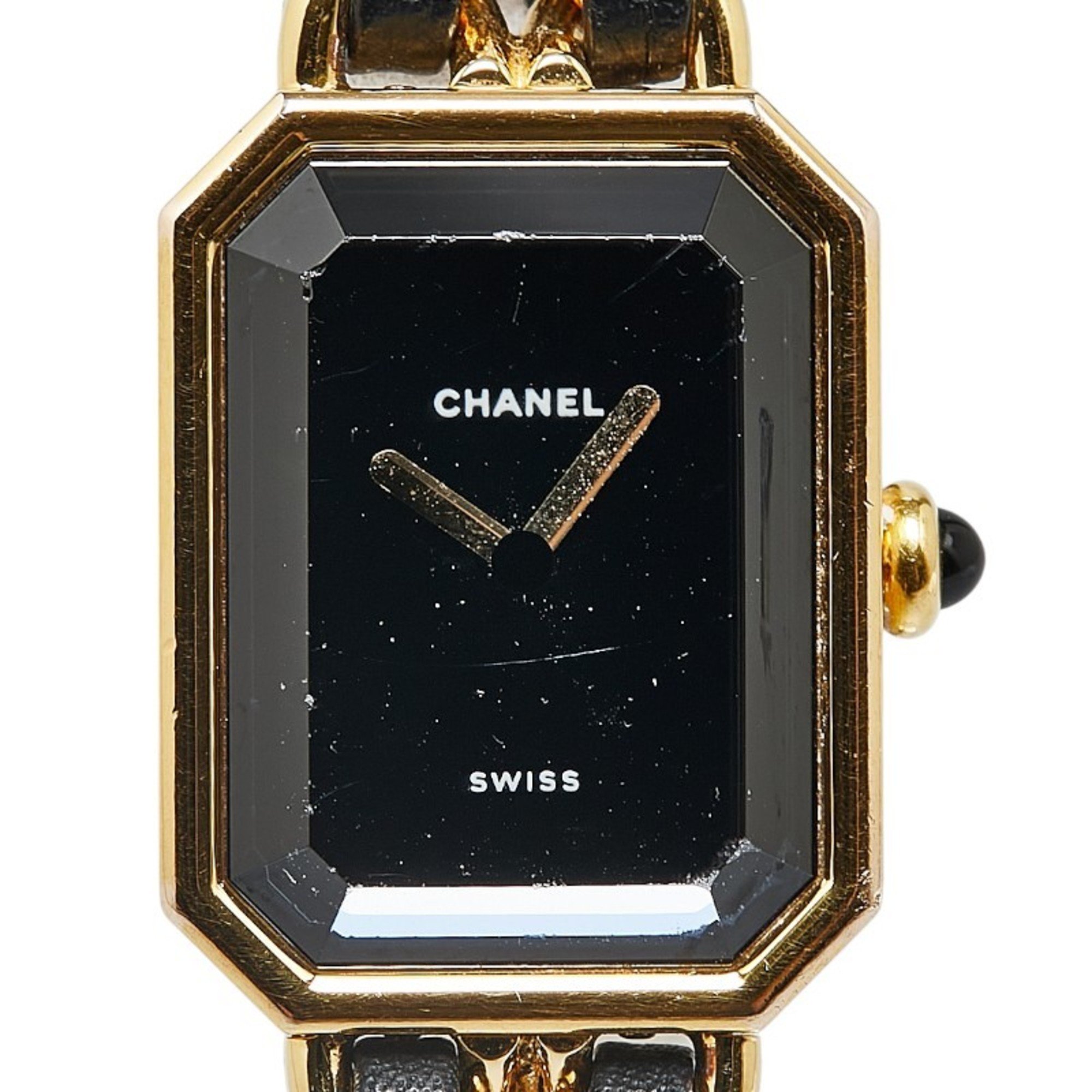 Chanel Premiere Watch H0001 Quartz Black Dial Plated Leather Women's CHANEL