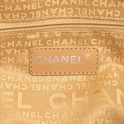 CHANEL Wild Stitch Handbag Boston Bag Beige Leather Women's