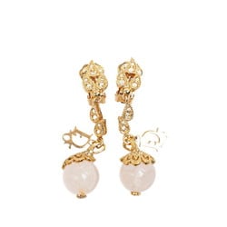 Christian Dior Dior Rhinestone Earrings Gold Plated Women's