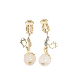 Christian Dior Dior Rhinestone Earrings Gold Plated Women's