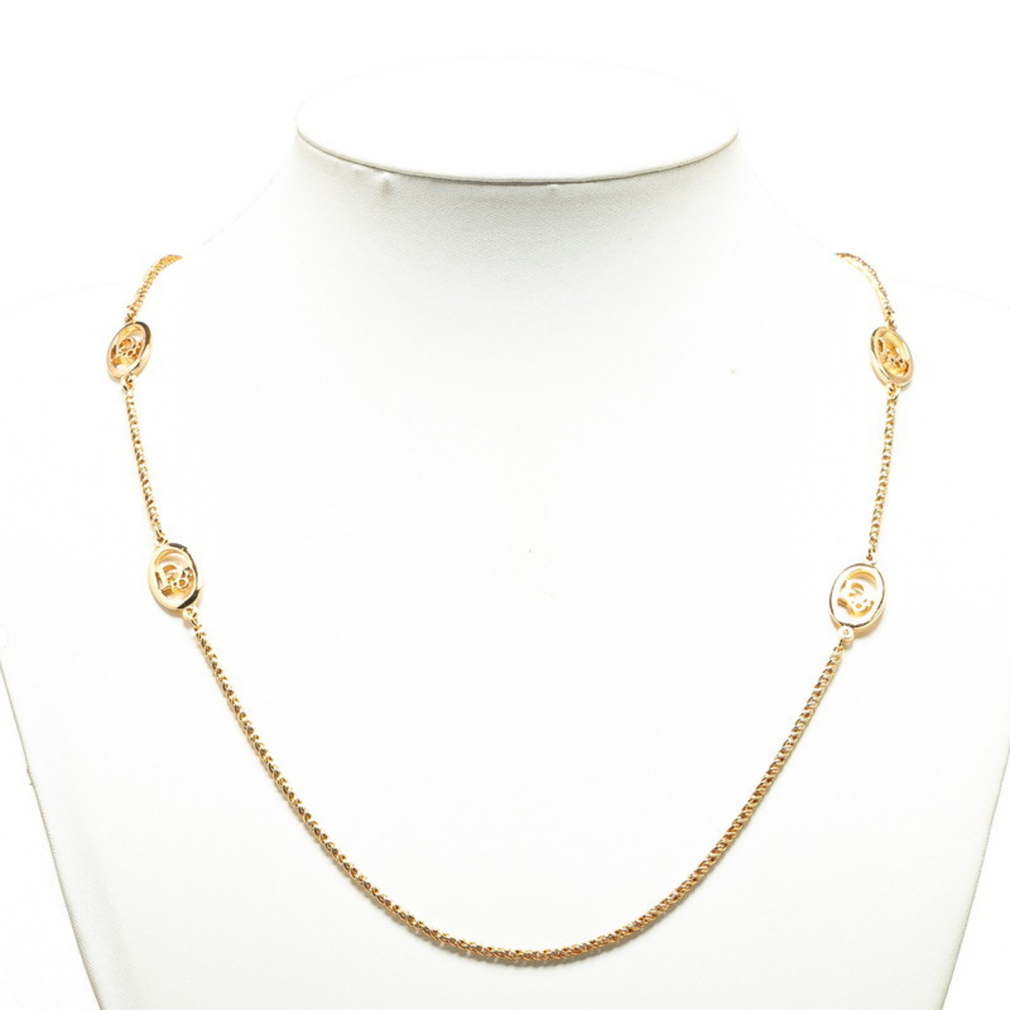 Christian Dior Dior Chain Necklace Gold Plated Women's