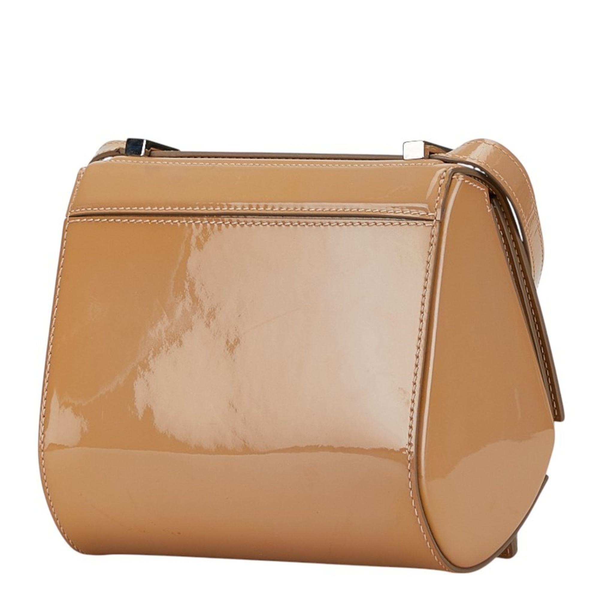 Givenchy Box Shoulder Bag Beige Patent Leather Women's