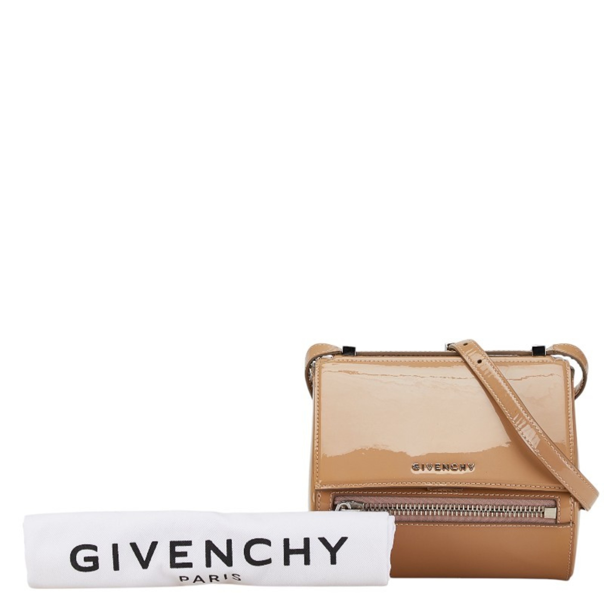 Givenchy Box Shoulder Bag Beige Patent Leather Women's