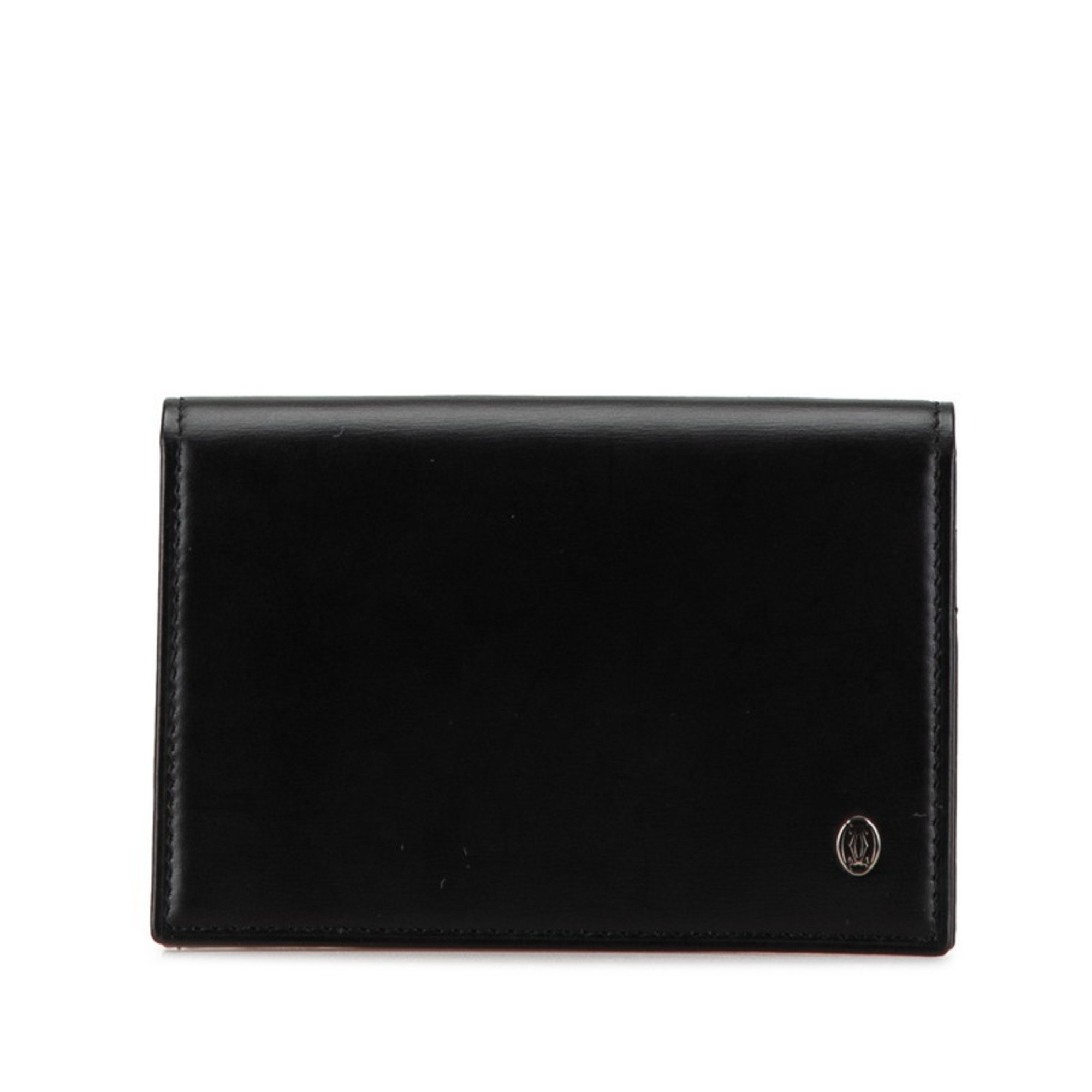 Cartier Must Line Card Case Business Holder Black Leather Women's CARTIER