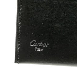 Cartier Must Line Card Case Business Holder Black Leather Women's CARTIER