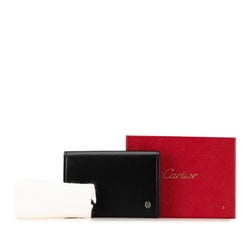 Cartier Must Line Card Case Business Holder Black Leather Women's CARTIER