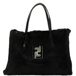 FENDI handbag black faux fur leather women's