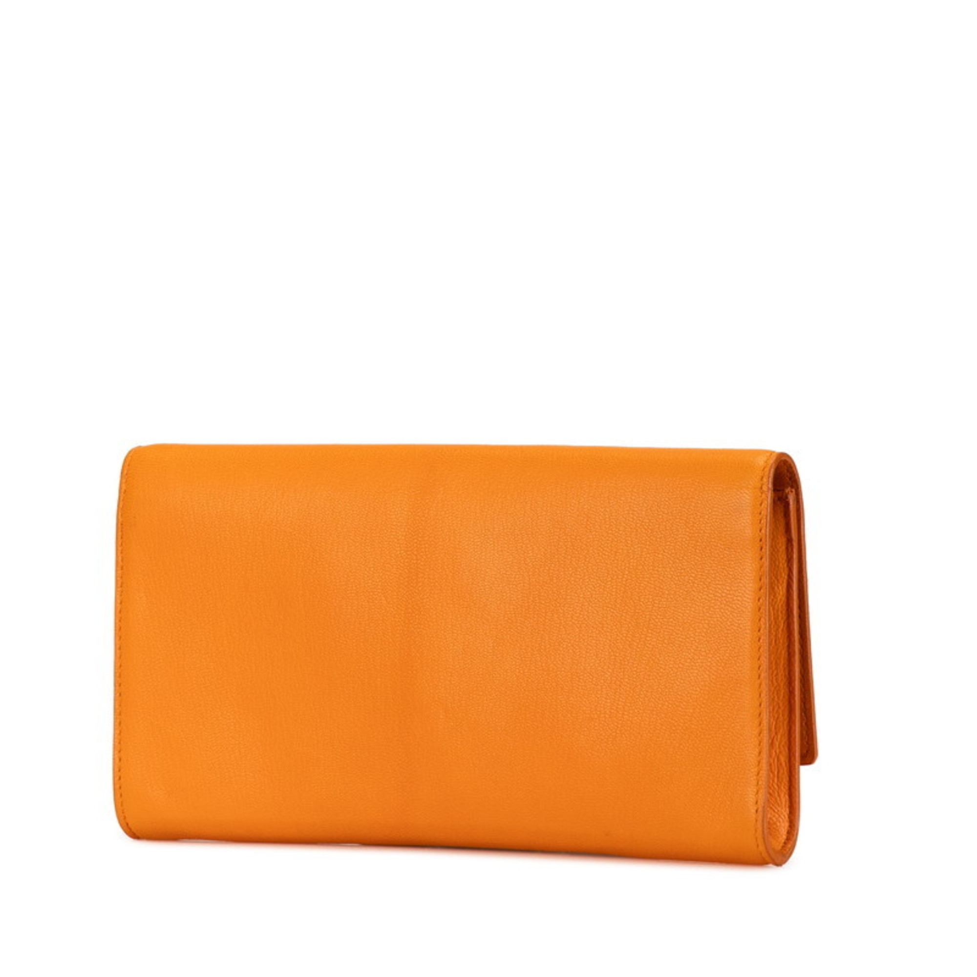 Saint Laurent YSL Stitch Clutch Bag Second Orange Leather Women's SAINT LAURENT