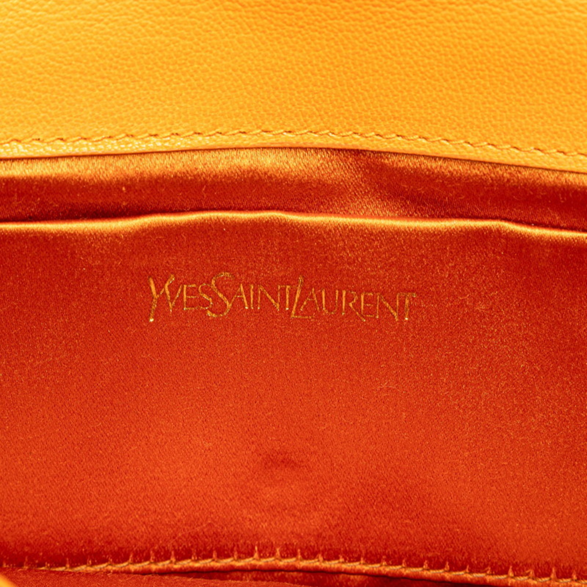 Saint Laurent YSL Stitch Clutch Bag Second Orange Leather Women's SAINT LAURENT