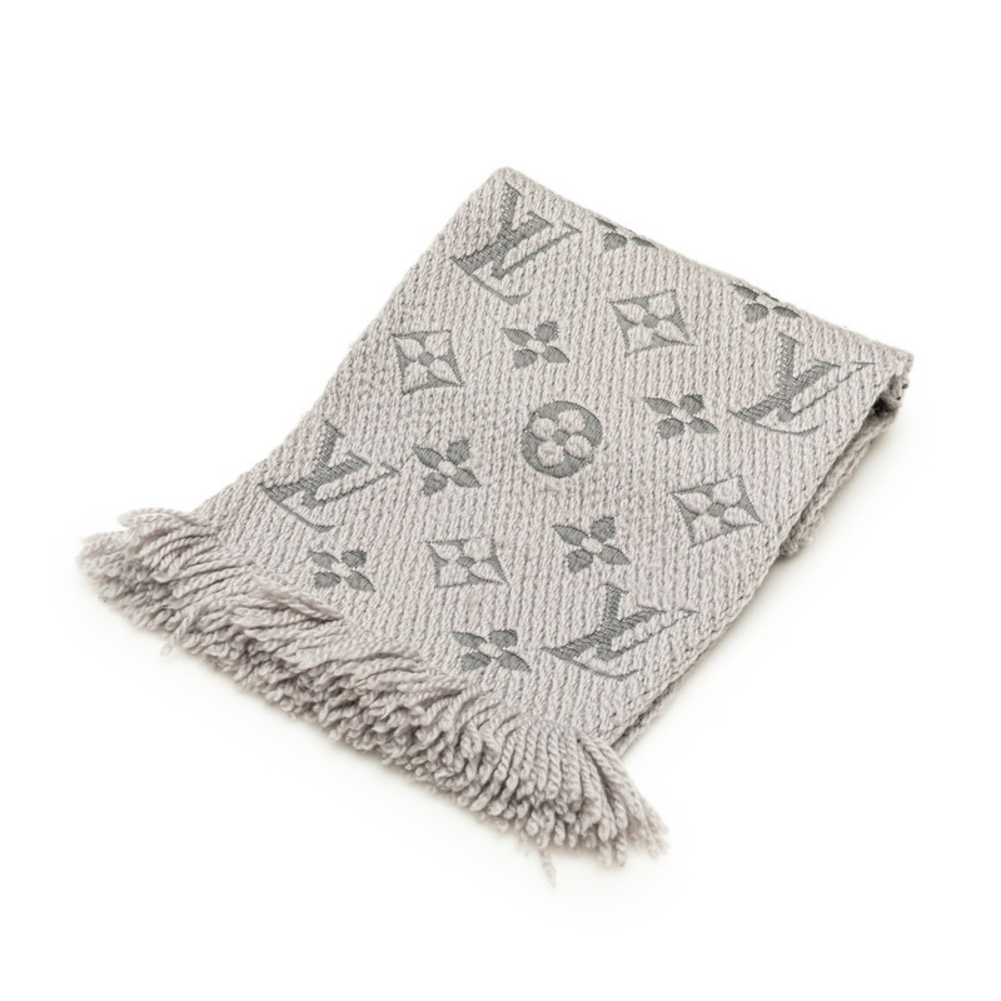 Louis Vuitton Echarpe Mania Scarf M74742 Griperle Grey Wool Silk Women's LOUIS VUITTON