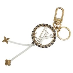 Louis Vuitton Monogram Porte Cle Berry Keychain M68476 Gold White Brown Plated Leather Women's LOUIS VUITTON