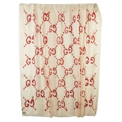 Gucci GG Ghost Scarf 449009 3G856 Beige Red Silk Women's GUCCI