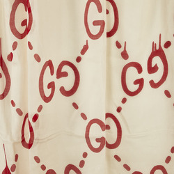 Gucci GG Ghost Scarf 449009 3G856 Beige Red Silk Women's GUCCI