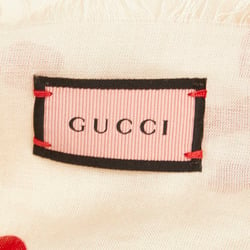 Gucci GG Ghost Scarf 449009 3G856 Beige Red Silk Women's GUCCI