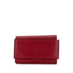 Hermes Passant Compact Bi-fold Wallet Red Evercalf Women's HERMES