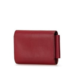 Hermes Passant Compact Bi-fold Wallet Red Evercalf Women's HERMES