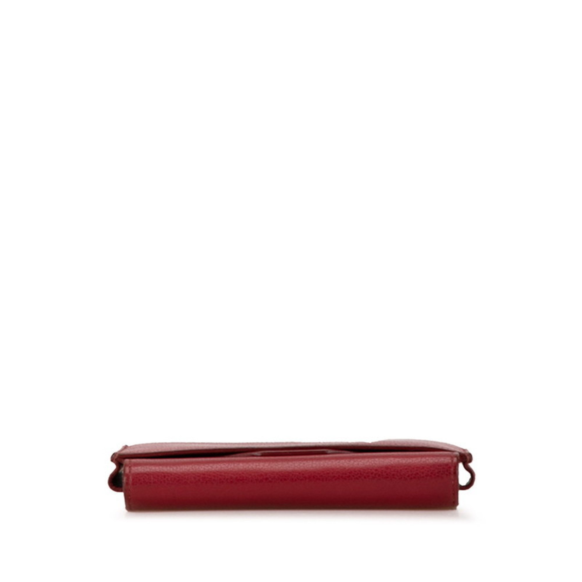 Hermes Passant Compact Bi-fold Wallet Red Evercalf Women's HERMES