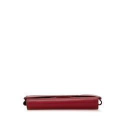 Hermes Passant Compact Bi-fold Wallet Red Evercalf Women's HERMES