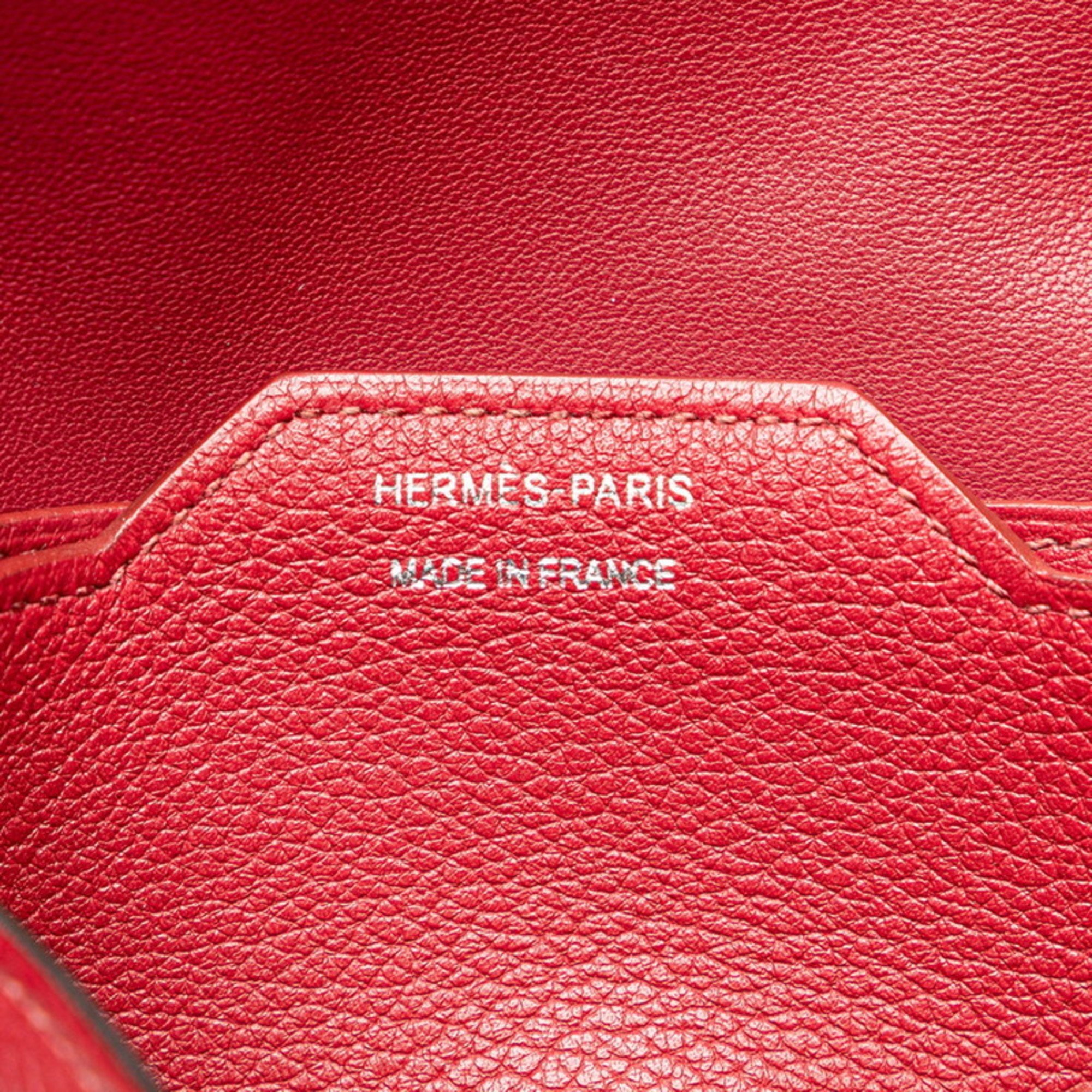 Hermes Passant Compact Bi-fold Wallet Red Evercalf Women's HERMES