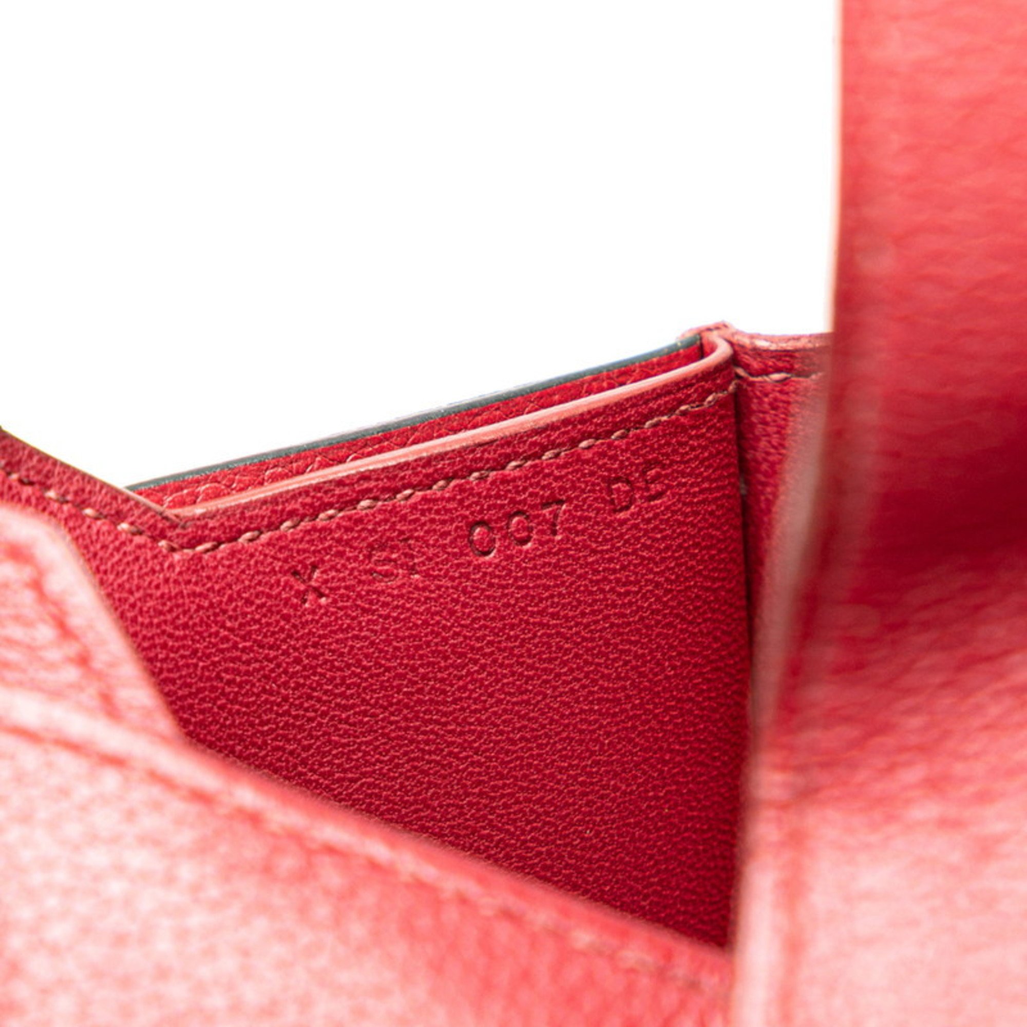 Hermes Passant Compact Bi-fold Wallet Red Evercalf Women's HERMES