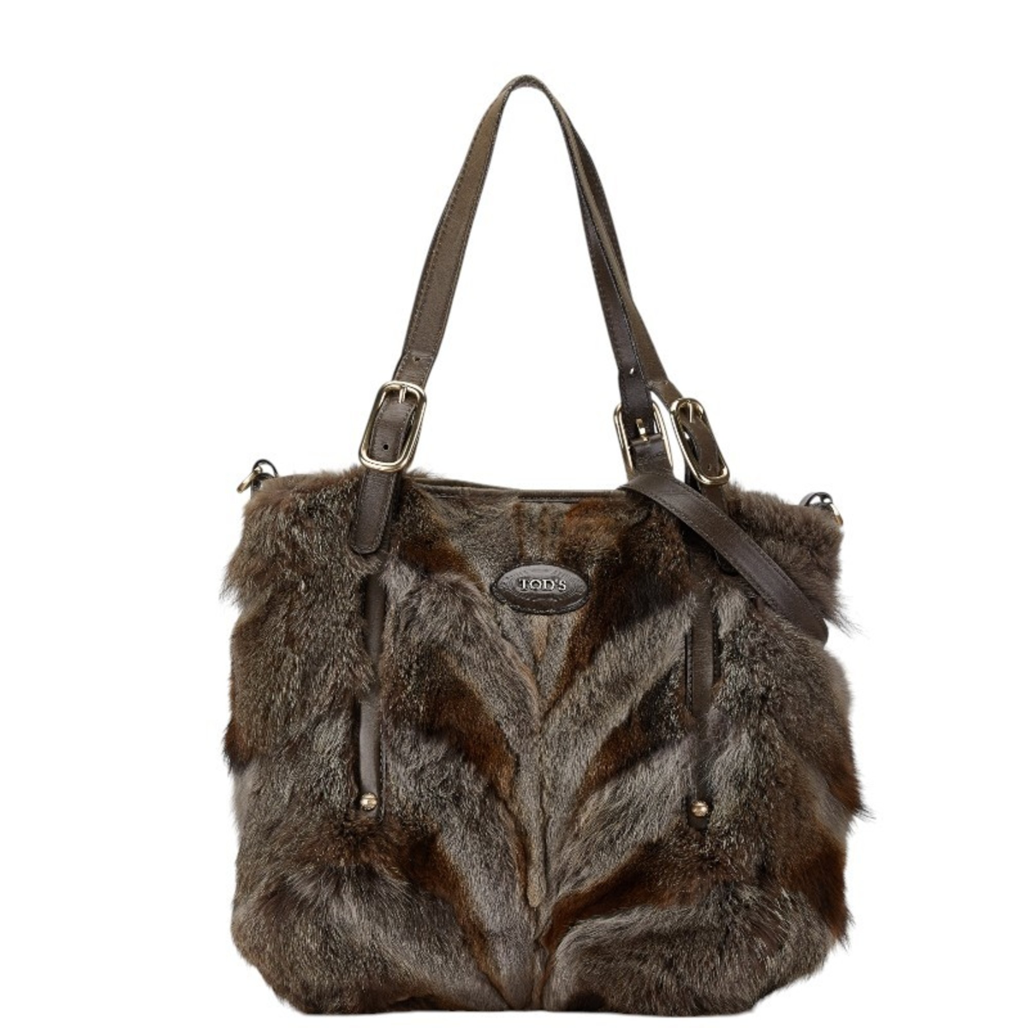 Tod's Handbag Shoulder Bag Brown Fur Leather Women's TOD'S