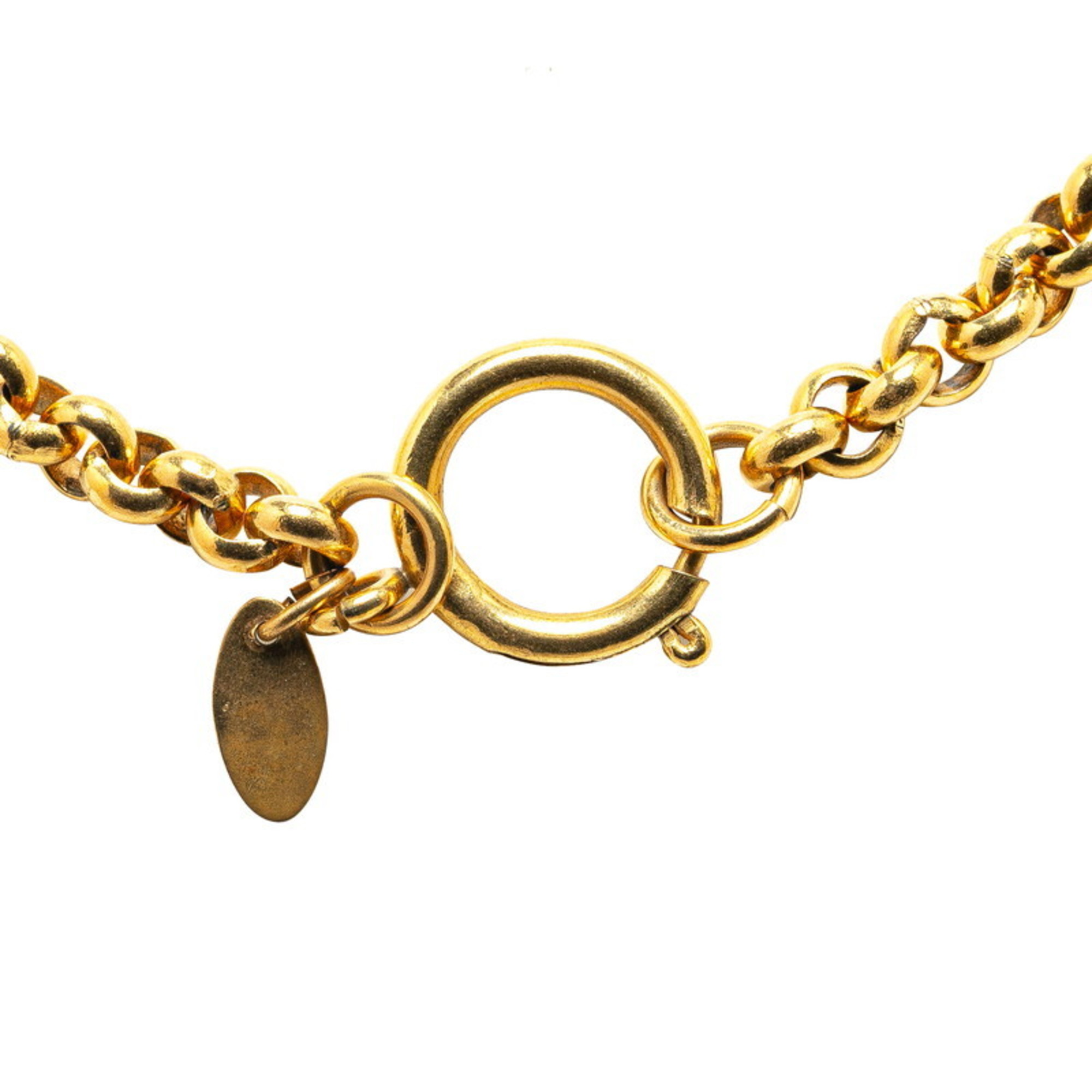 Chanel Coco Mark Round Motif Necklace Gold Plated Women's CHANEL