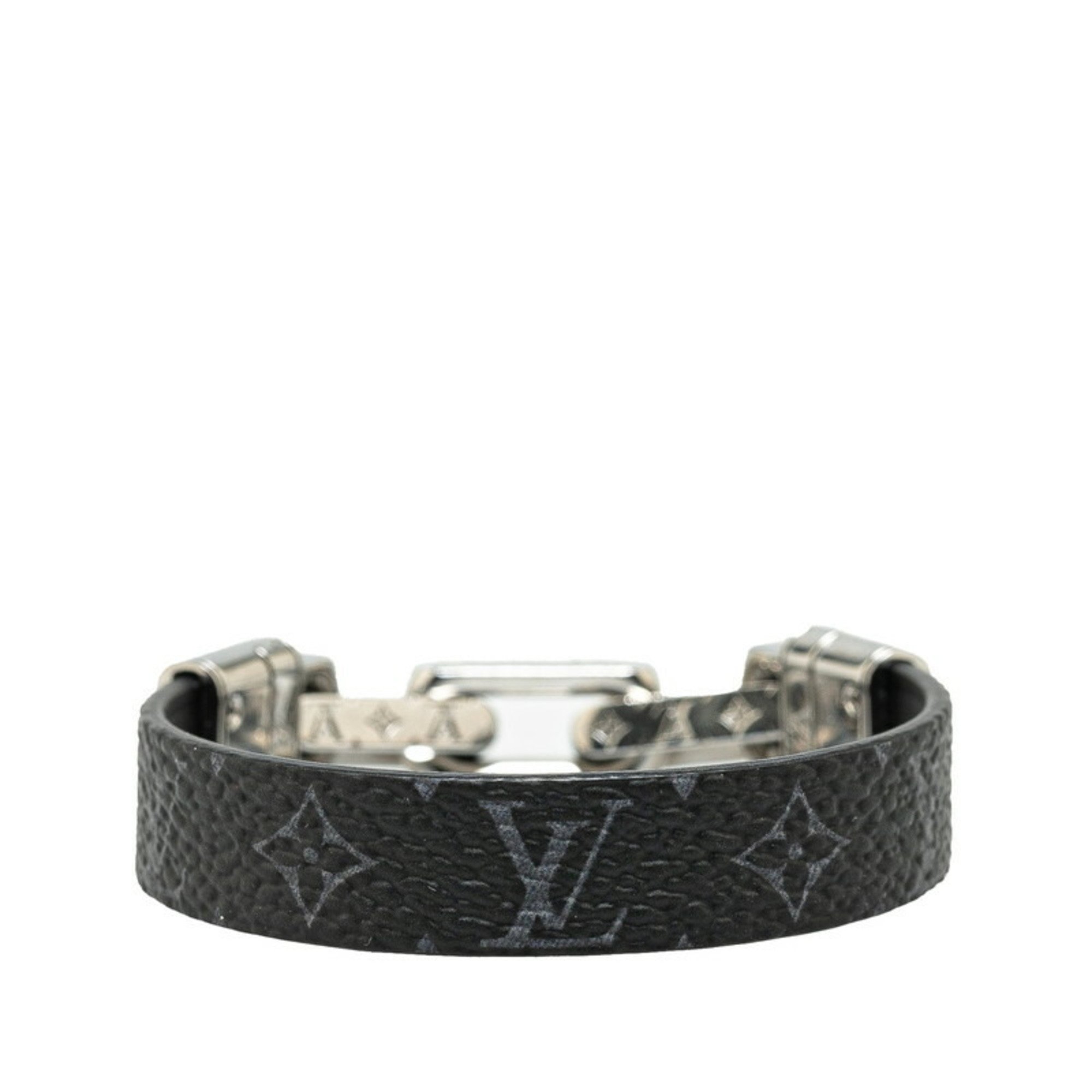 Louis Vuitton Monogram LV Links Bracelet M8340E Black Silver PVC Metal Men's LOUIS VUITTON