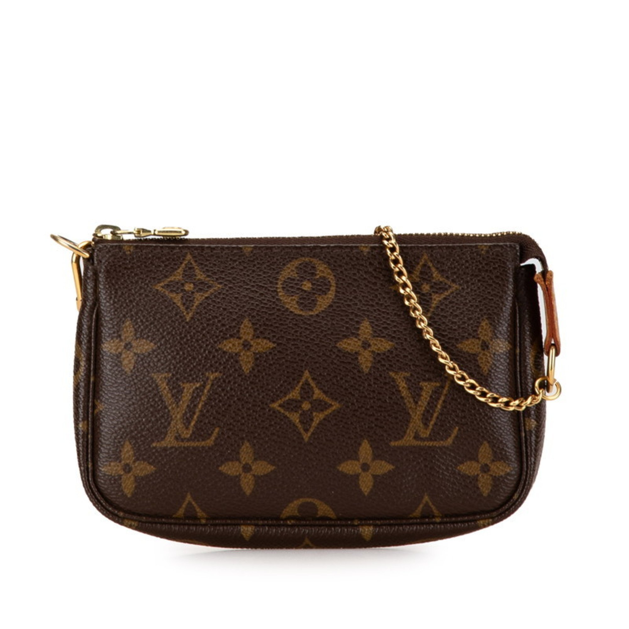 Louis Vuitton Monogram Accessory Chain Handbag Pouch M58009 Brown PVC Leather Women's LOUIS VUITTON