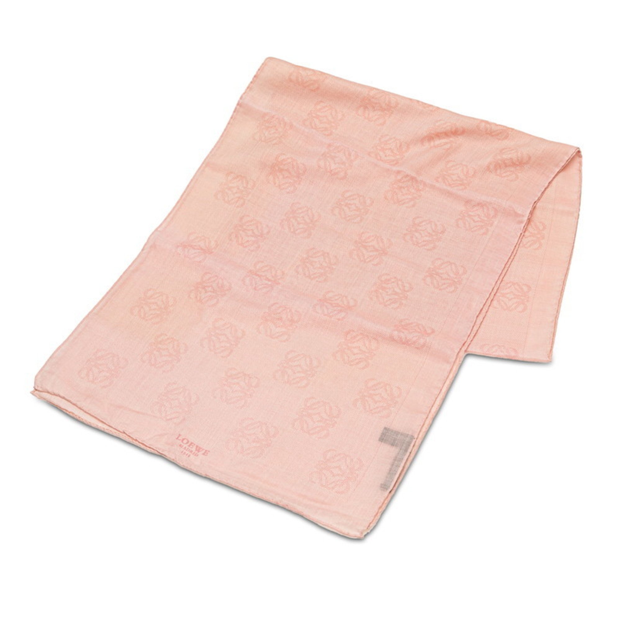 LOEWE Anagram Stole Scarf Pink Wool Silk Women's