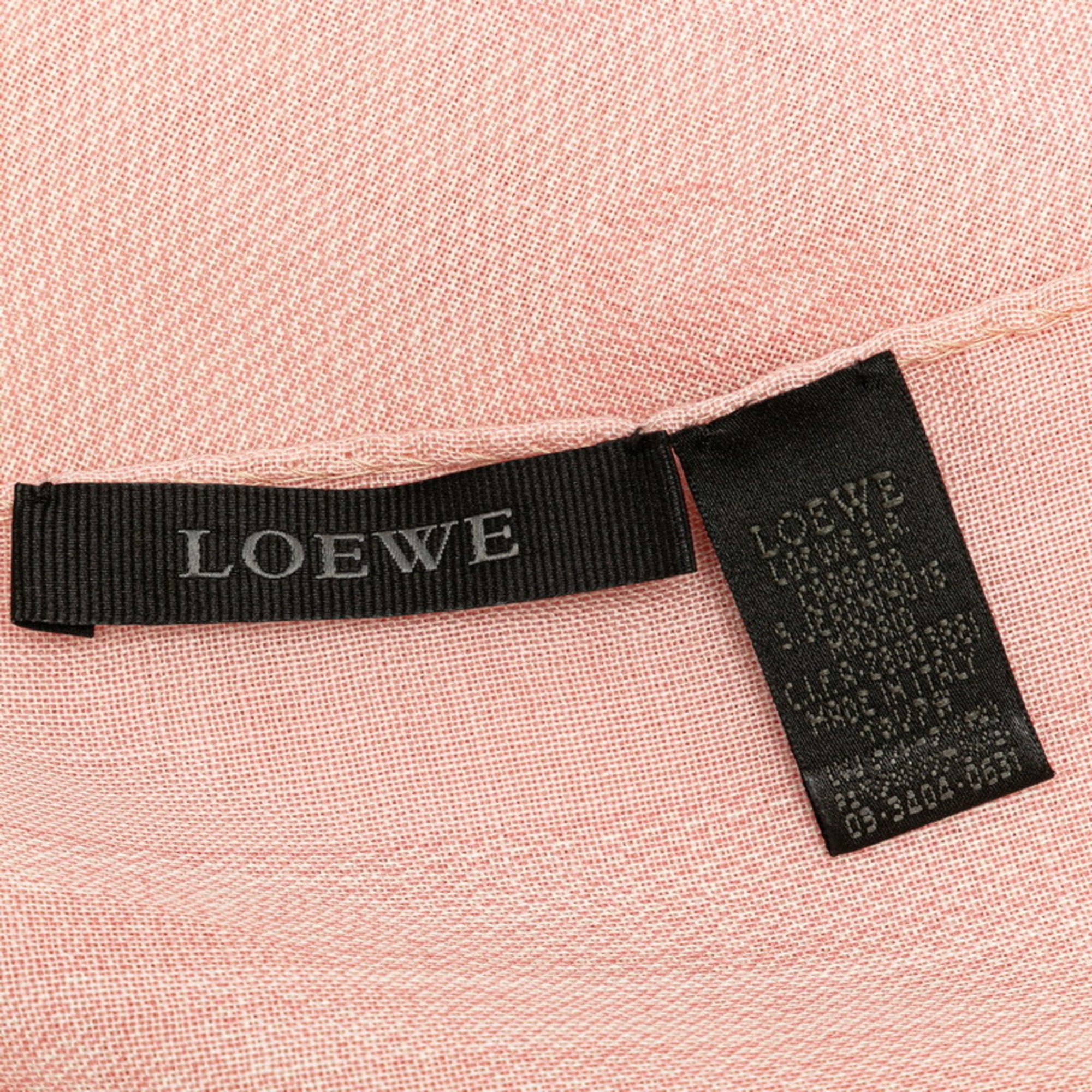 LOEWE Anagram Stole Scarf Pink Wool Silk Women's