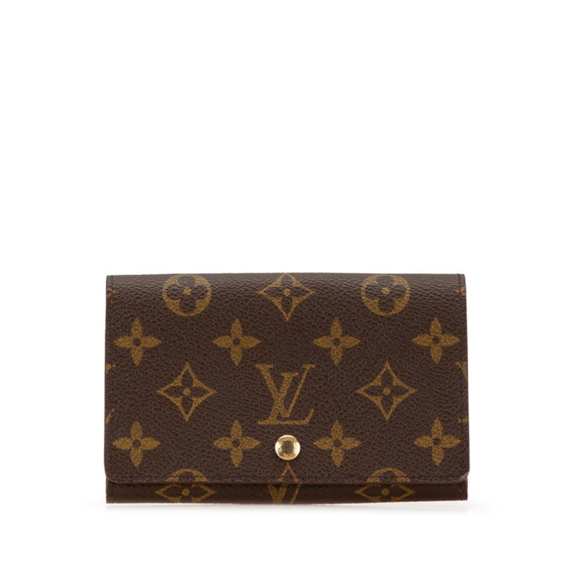 Louis Vuitton Monogram Porte Monnaie Tresor Bi-fold Wallet M61730 Brown PVC Leather Women's LOUIS VUITTON